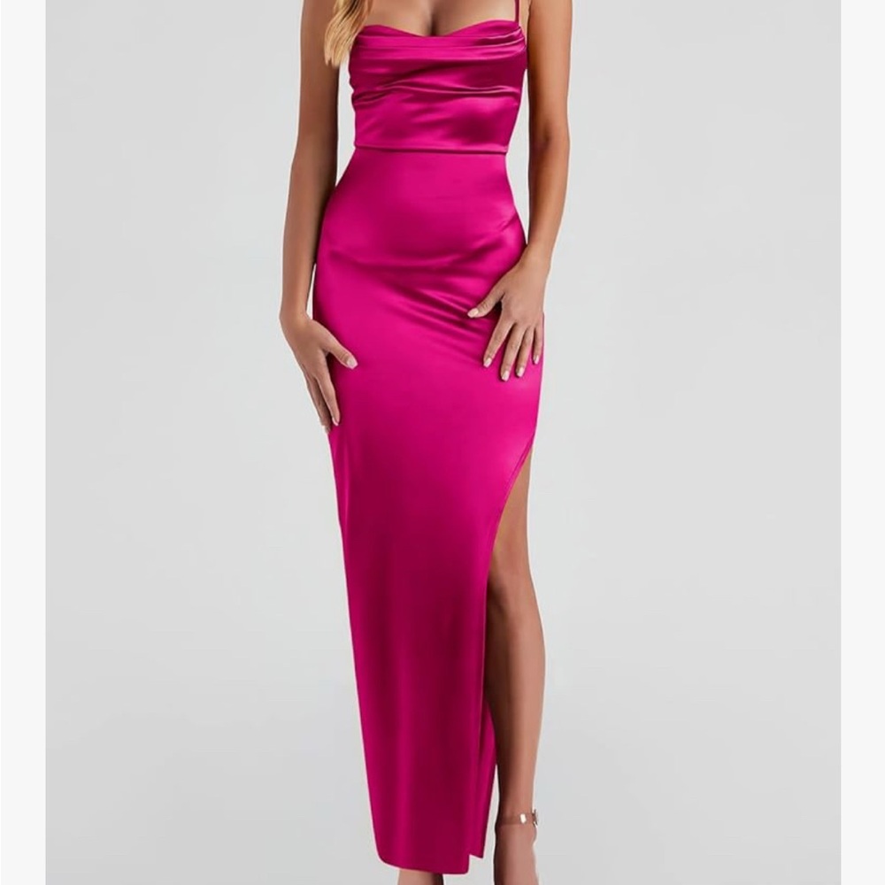 Elegant Pink Satin Dress